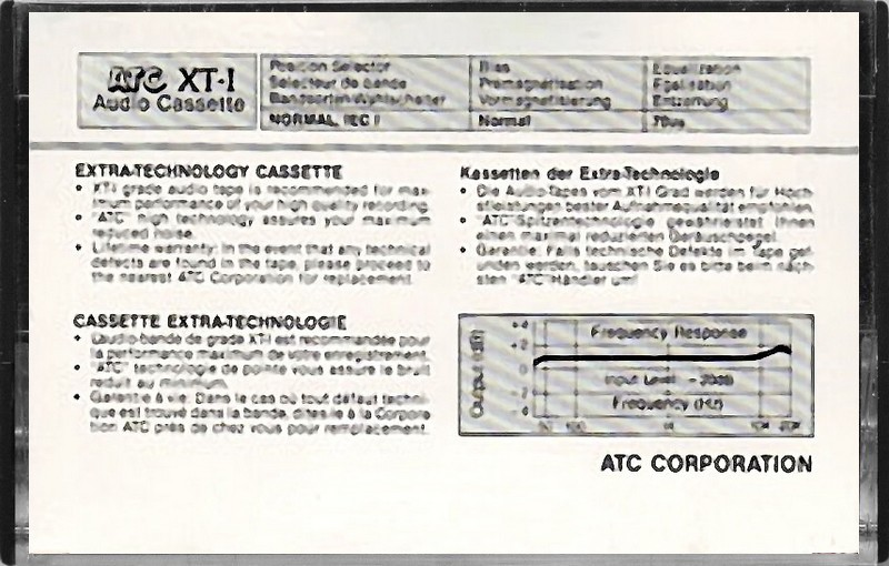 Compact Cassette ATC XT-I 60 Type I Normal England