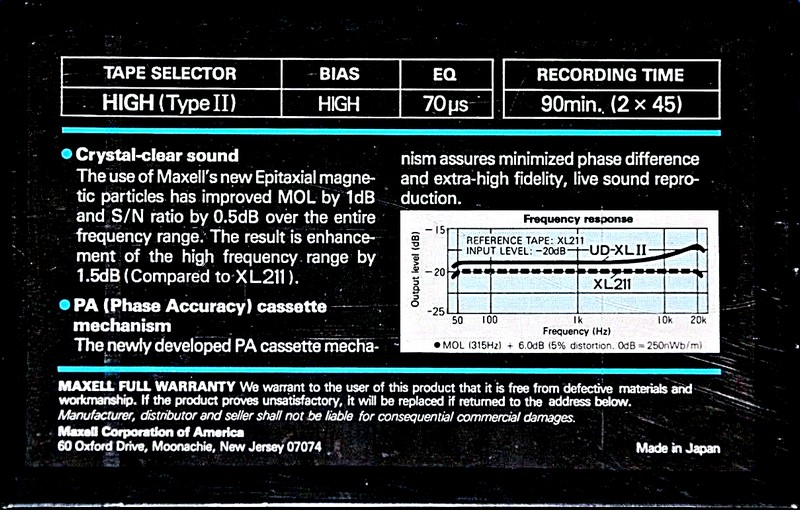 Compact Cassette: Maxell / Hitachi Maxell - UD XLII 90