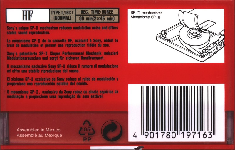 Compact Cassette Sony HF 90 Type I Normal 1992 Europe