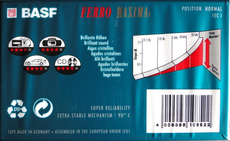 Compact Cassette BASF Ferro Maxima I 90 Type I Normal 1993 Europe