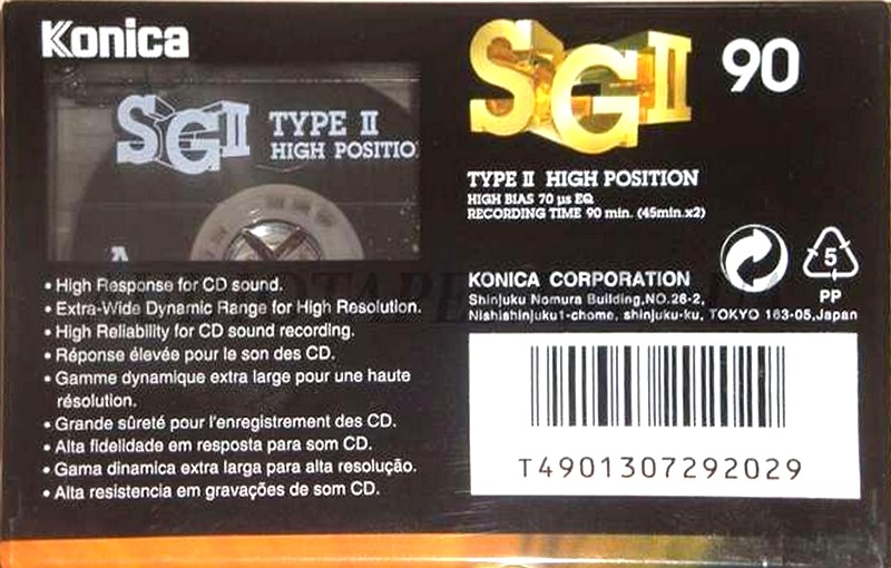 Compact Cassette Konica SG 90 Type II Chrome 1993 Europe