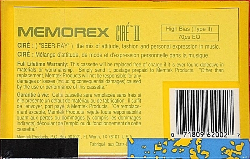 Compact Cassette: Memorex  - Cire II 50