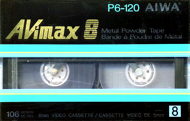 Video8, Hi8, Digital8 Aiwa AVimax 120 Type IV Metal 1985 North America