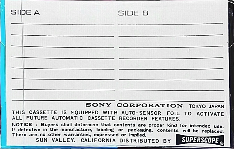 Compact Cassette Sony Auto-Sensor 120 Type I Normal 1968 USA