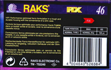 Compact Cassette RAKS RX 46 Type I Normal 1993 Europe