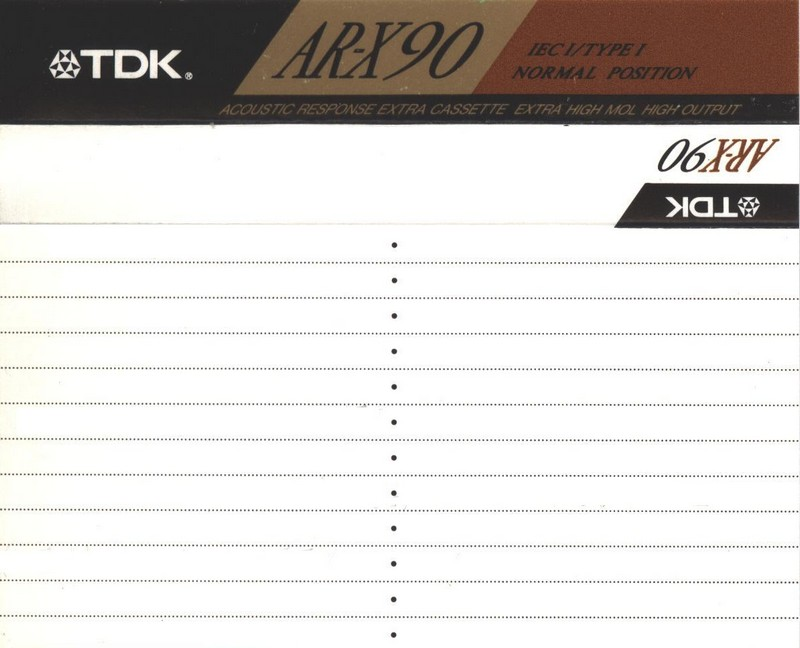 Compact Cassette TDK AR-X 90 "AR-X90AS" Type I Normal 1991 Australia