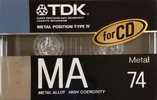 Compact Cassette TDK MA 74 "MA-74G" Type IV Metal 1987 Japan