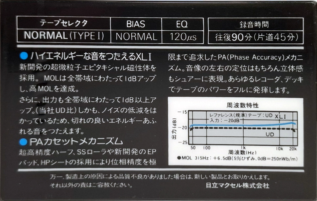 Compact Cassette Maxell XLI 90 Type I Normal 1986 Japan