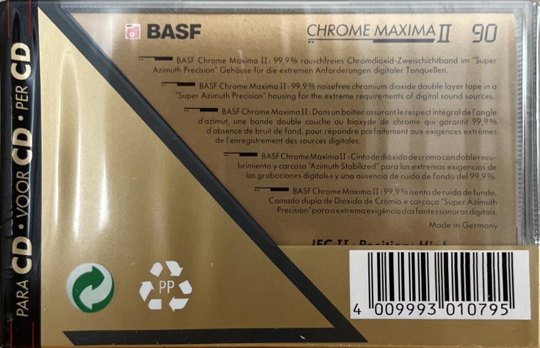 Compact Cassette BASF Chrome Maxima II 90 Type II Chrome 1992 Europe