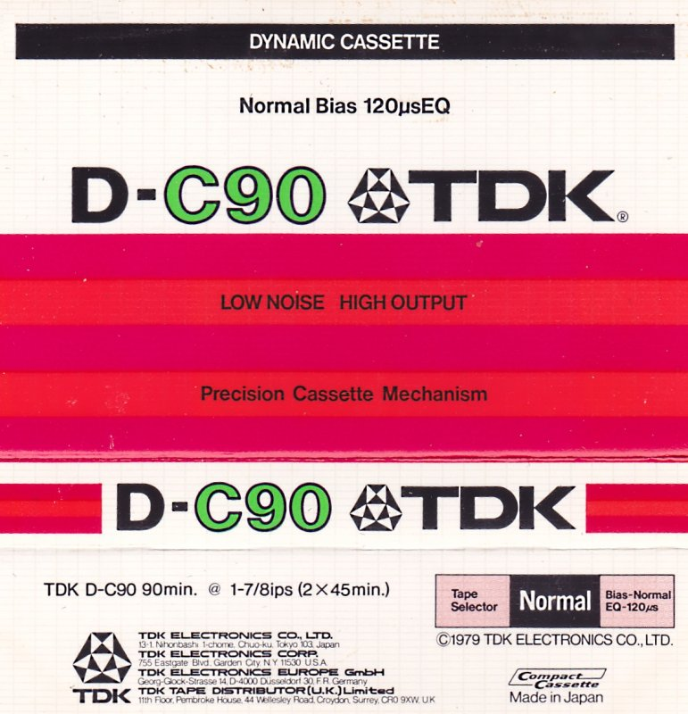 Compact Cassette TDK D 90 Type I Normal 1979 Europe, USA