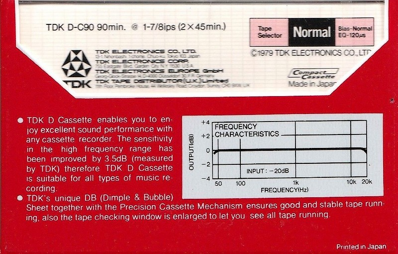 Compact Cassette TDK D 90 Type I Normal 1979 Europe, USA