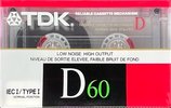 Compact Cassette TDK D 60 Type I Normal 1988 North America