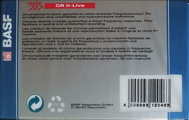 Compact Cassette BASF CR II-Live 46 Type II Chrome 1994 Europe