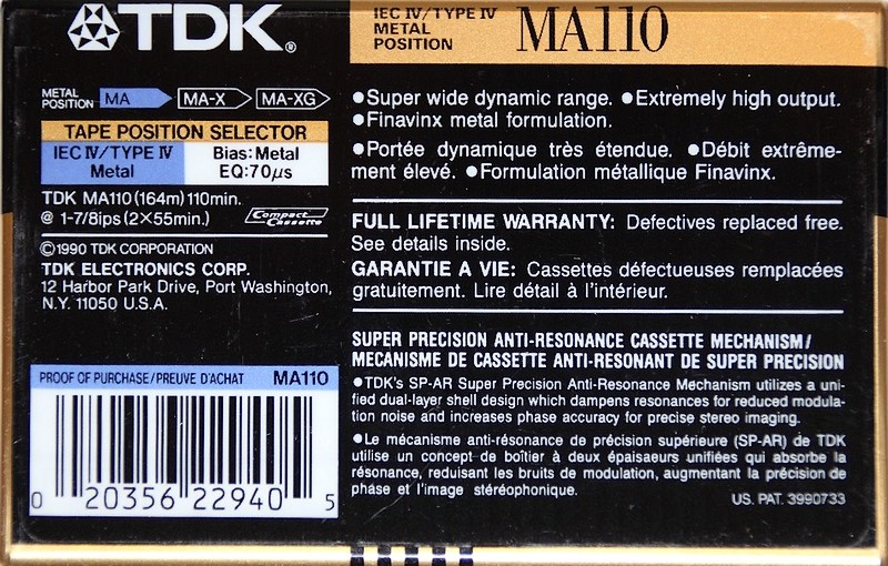 Compact Cassette: TDK  - MA 110