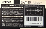 Compact Cassette TDK SR-X 40 "SR-X40K" Type II Chrome 1989 Japan