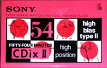Compact Cassette Sony CDix II 54 "C-54CDX2a" Type II Chrome 1992 Japan