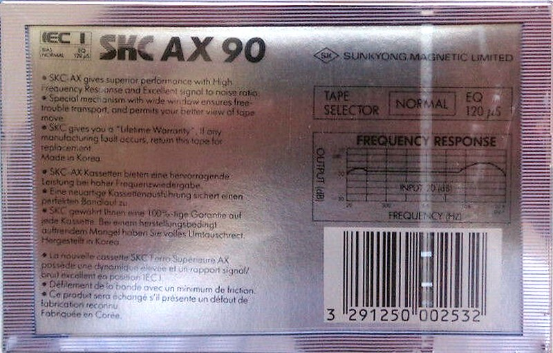 Compact Cassette SKC AX 90 Type I Normal 1988 Europe