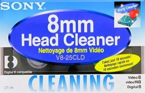 Video8, Hi8, Digital8 Sony "V8-25CLD" Cleaning Cassette 1994 North America