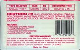 Compact Cassette Certron HD 90 Type I Normal 1988 USA