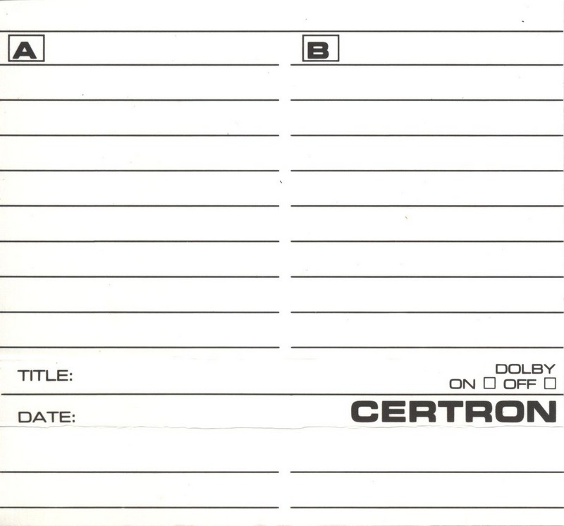 Compact Cassette Certron HD 90 Type I Normal 1988 USA