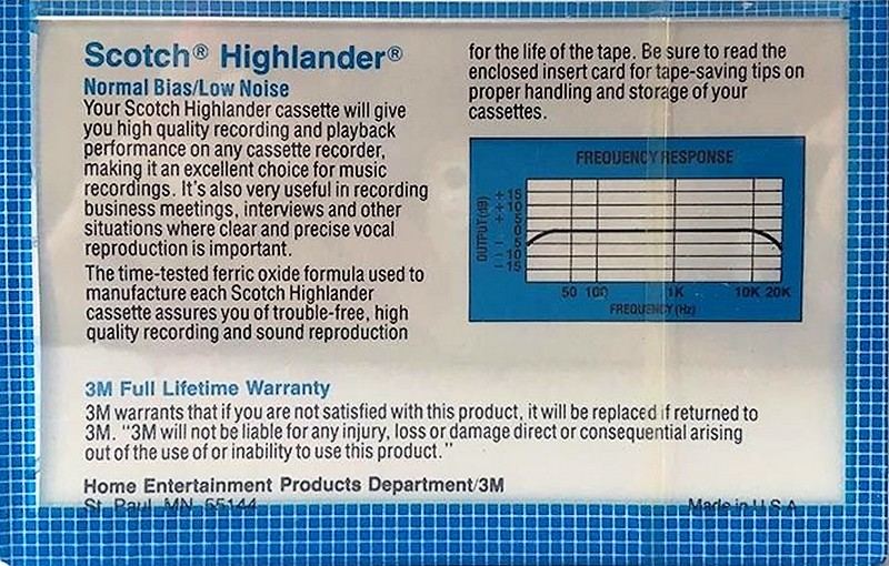 Compact Cassette Scotch Highlander 90 Type I Normal 1982 USA