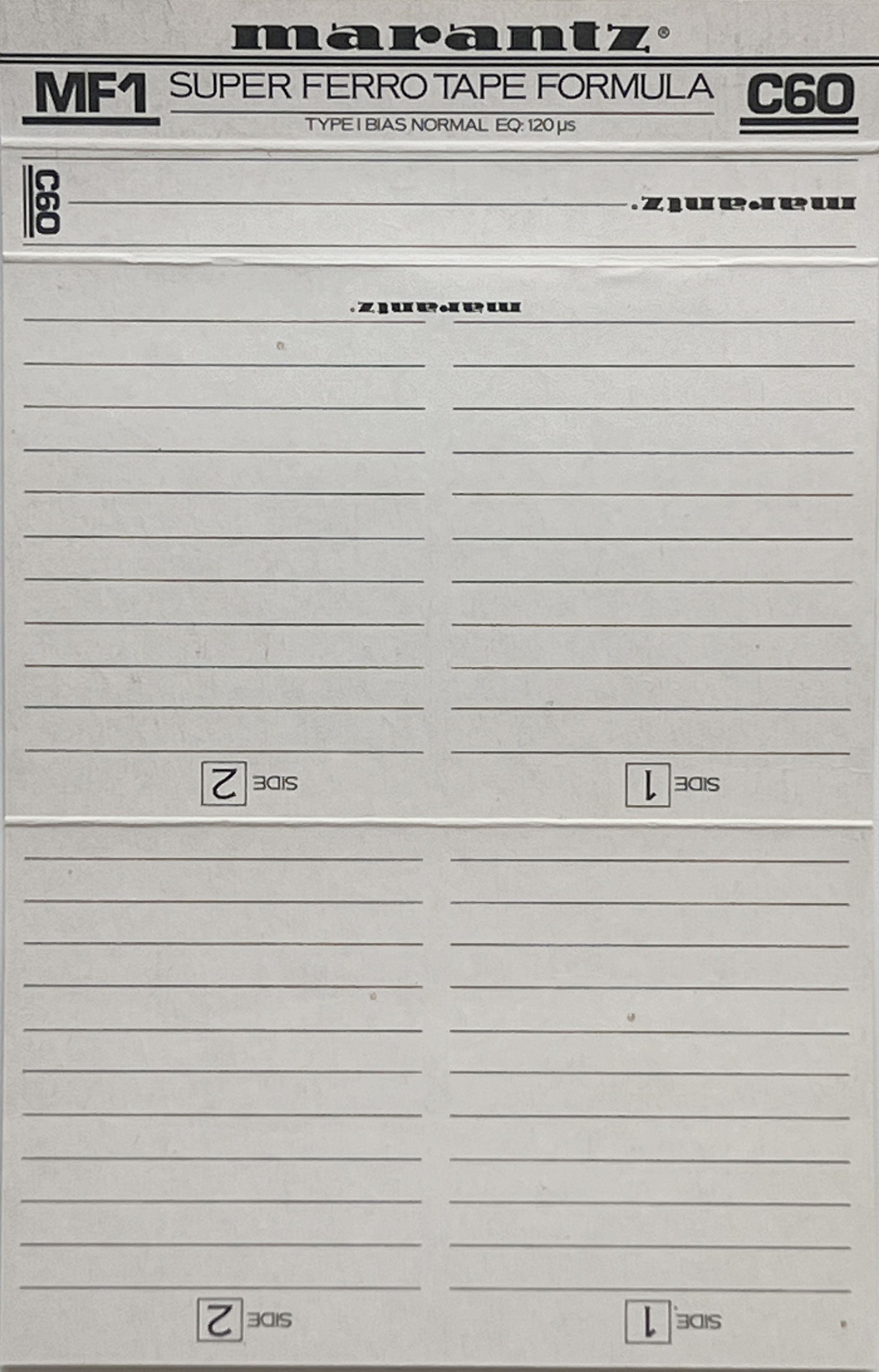 Compact Cassette Marantz MF1 60 Type I Normal 1983 Europe