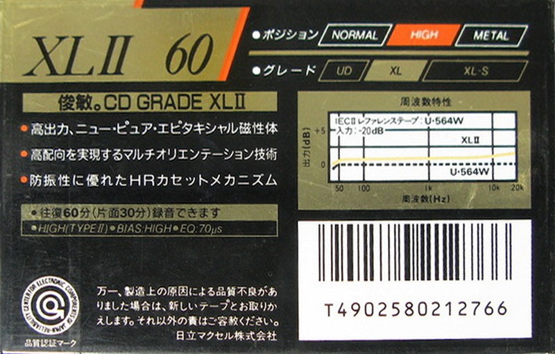 Compact Cassette Maxell XLII 60 Type II Chrome 1990 Japan