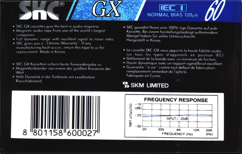 Compact Cassette: Sunkyong Magnetic Limited (SKM) SKC - GX 60