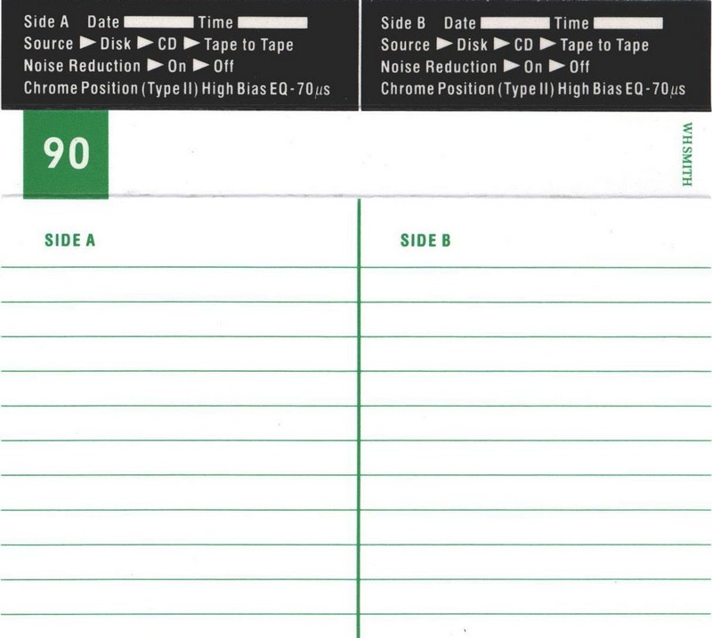 Compact Cassette WH SMITH 90 Type II Chrome 1988 UK