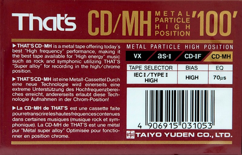 Compact Cassette: Taiyo Yuden Thats - CD-MH 100