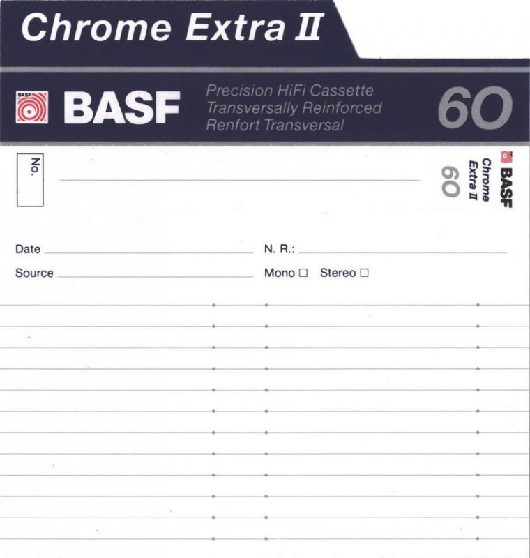 Compact Cassette BASF Chrome Extra II 60 Type II Chrome 1990 Europe