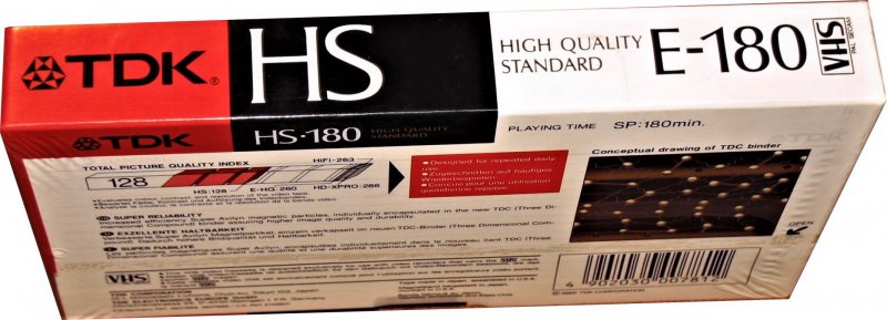 VHS, Video Home System TDK HS 180 Type II Chrome 1989 Europe