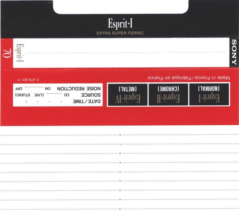 Compact Cassette Sony Esprit 70 "ESP I-70" Type I Normal 1992 Europe