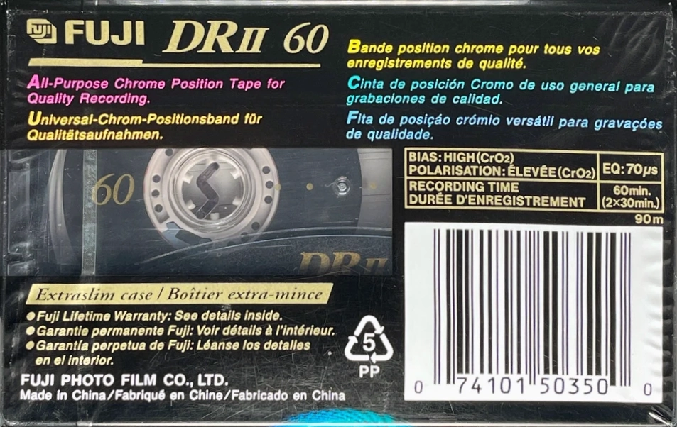 Compact Cassette Fuji DR-II 60 Type II Chrome 1998 North America