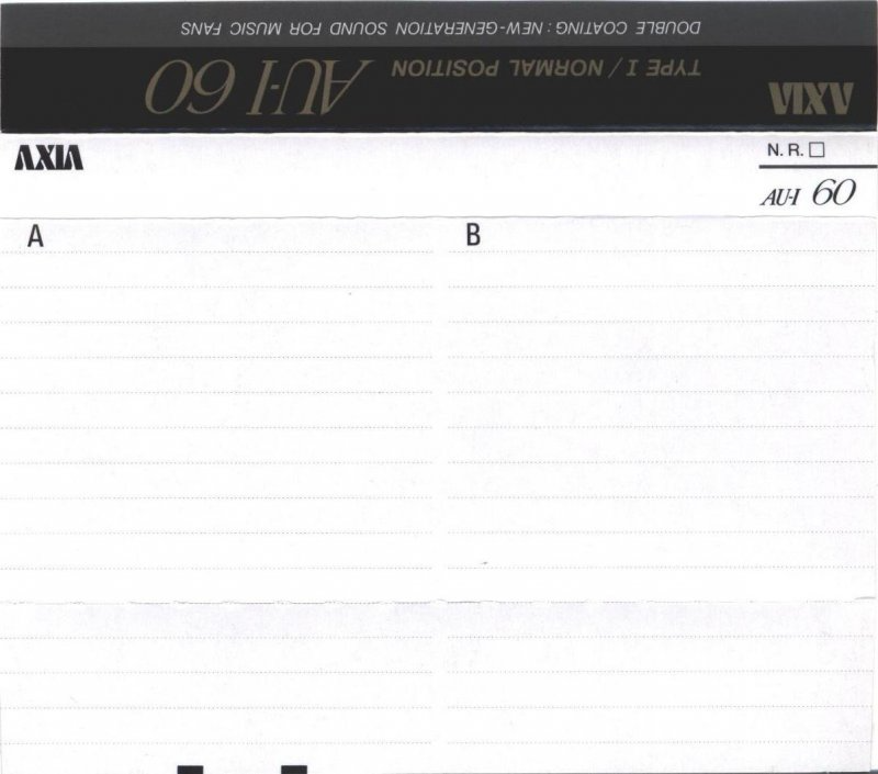 Compact Cassette AXIA AU-I 60 Type I Normal 1991 Japan