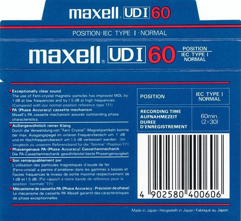 Compact Cassette: Maxell / Hitachi Maxell - UDI 60