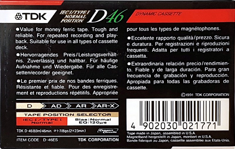 Compact Cassette: TDK  - D 46