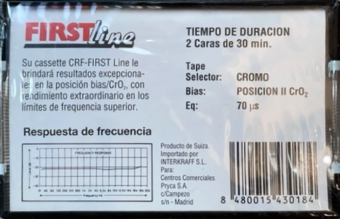 Compact Cassette First Line 60 "CRF" Type II Chrome 1988 Spain