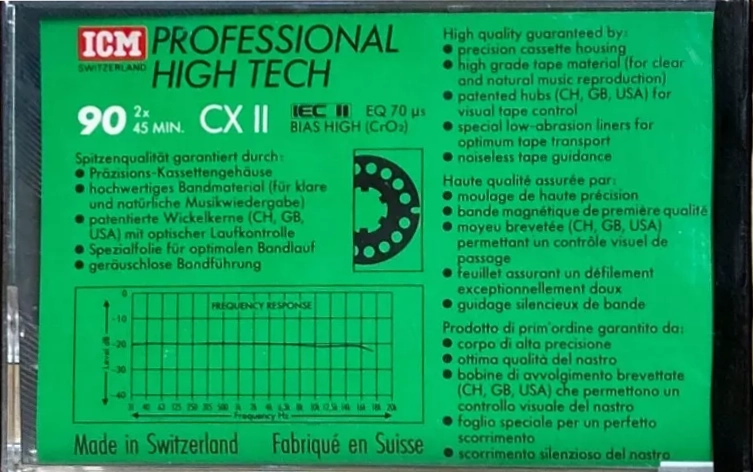 Compact Cassette ICM CX II 90 "Big Drops" Type II Chrome 1987 Europe