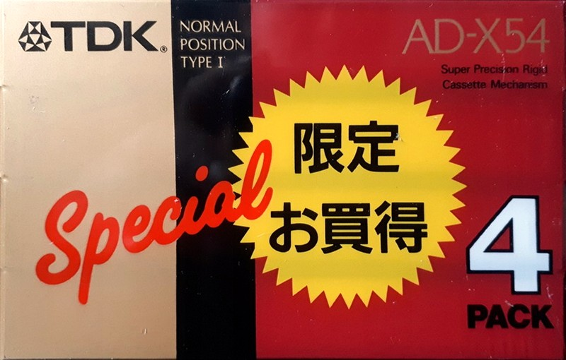 4 pack TDK AD-X 54 "AD-X54X4KS" Type I Normal 1989 Japan