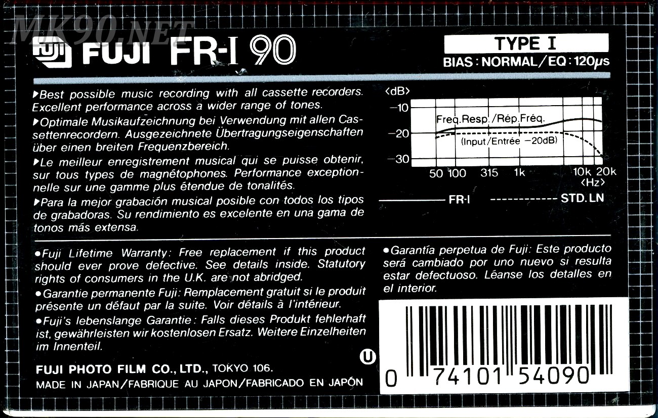 Compact Cassette Fuji FR-I 90 Type I Normal 1984 North America