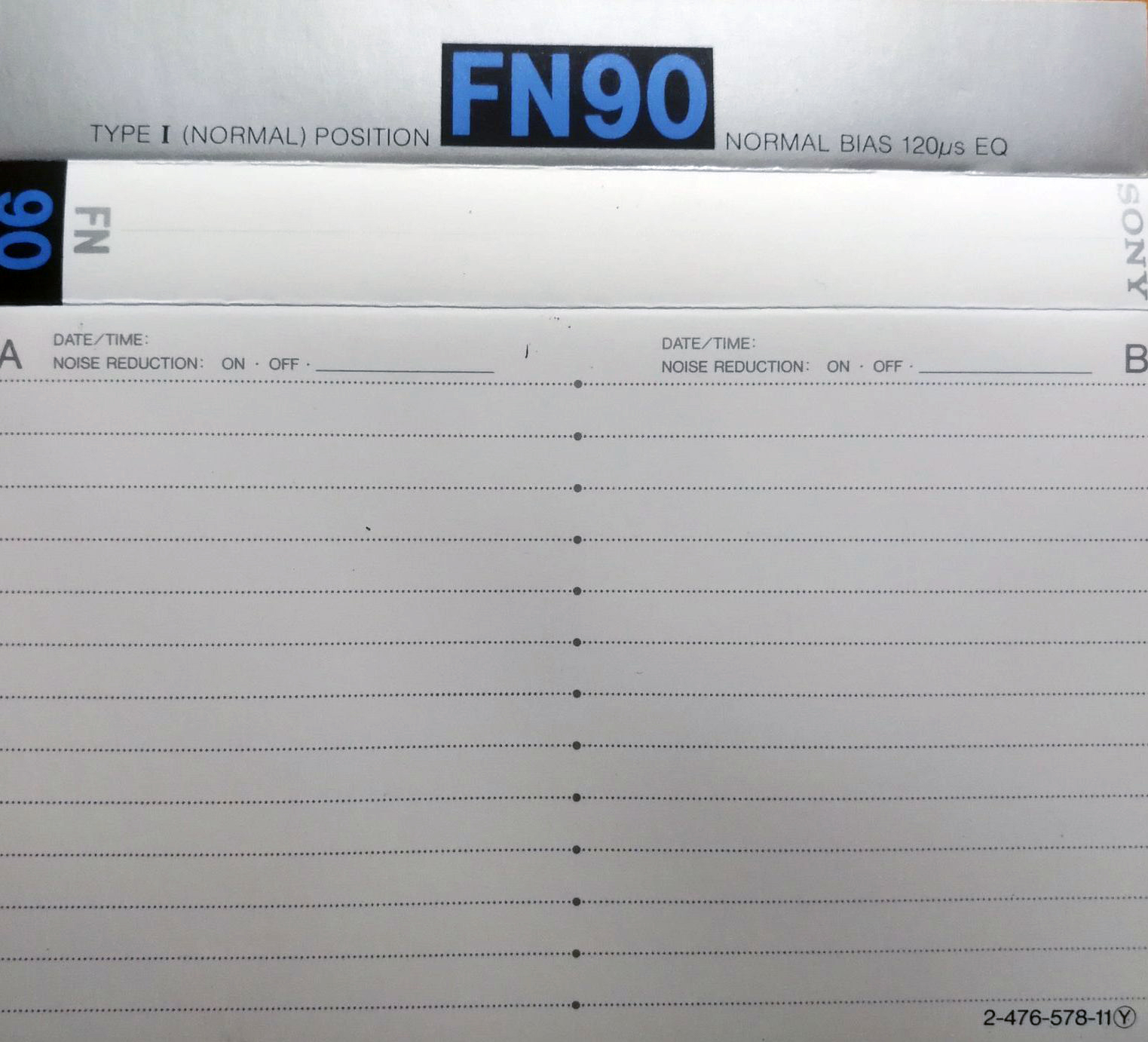 Compact Cassette Sony FN 90 Type I Normal 1988 Europe