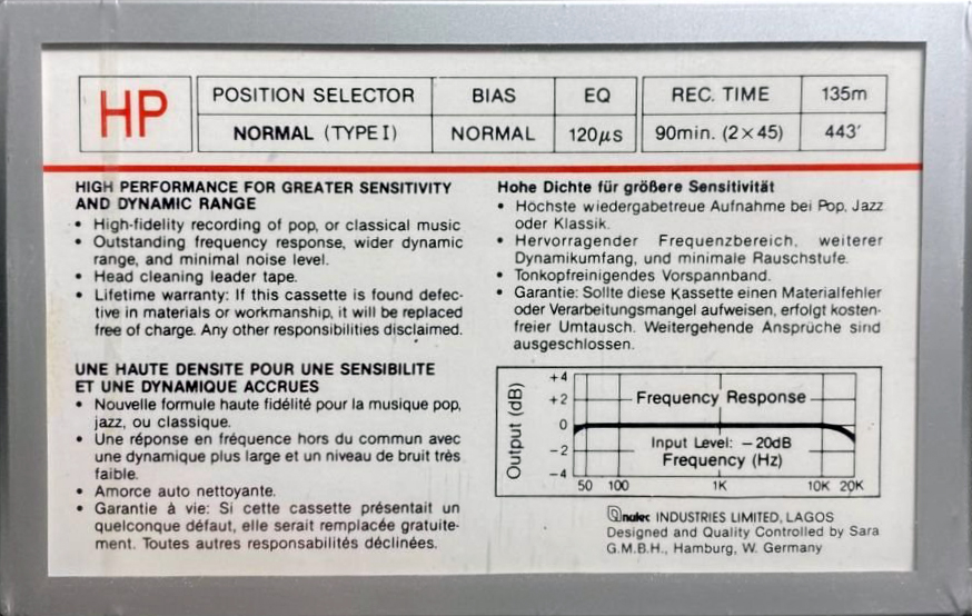 Compact Cassette Nulec HP 90 Type I Normal 1990 Europe