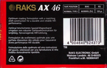 Compact Cassette RAKS AX 46 Type I Normal 1996 Europe