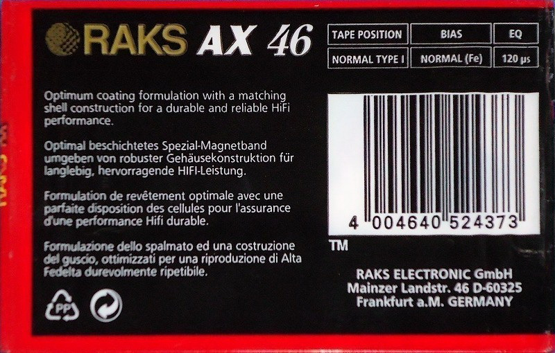 Compact Cassette: RAKS  - AX 46