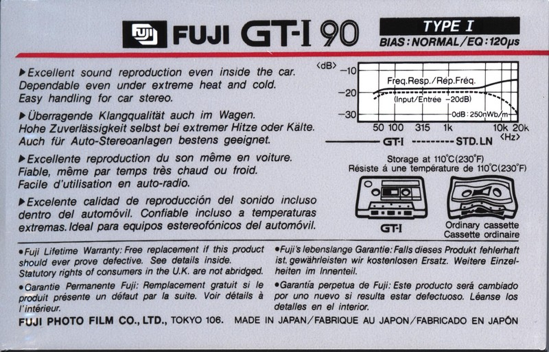 Compact Cassette Fuji GT-I 90 Type I Normal 1982 Europe
