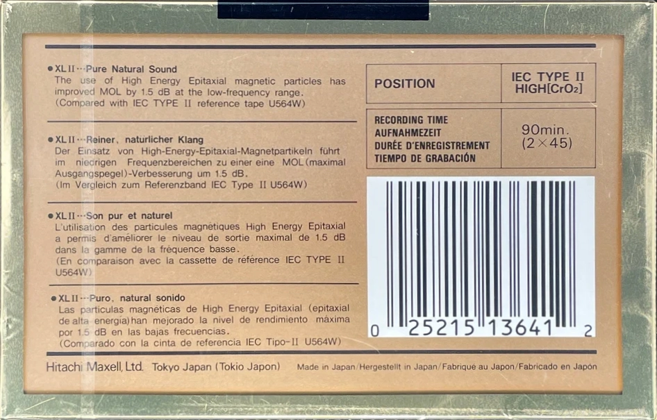 Compact Cassette Maxell XLII 90 Type II Chrome 1990 North America