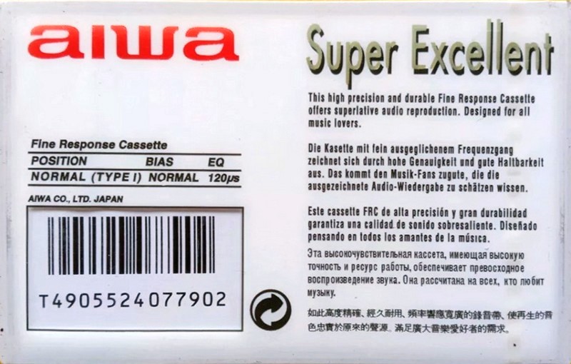 Compact Cassette Aiwa FRC 60 "SE Super Excellent" Type I Normal 1988 Worldwide