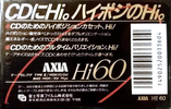 Compact Cassette AXIA Hi 60 Type II Chrome 1990 Japan
