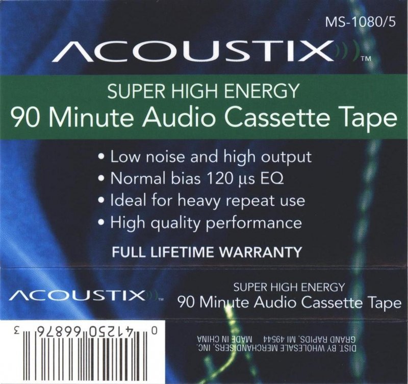 Compact Cassette Acoustix 90 Type I Normal 2004 USA